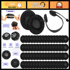 300 Disposable Headphone Covers – Non-Woven Sanitary Earphone Pads, Black, 6.5cm