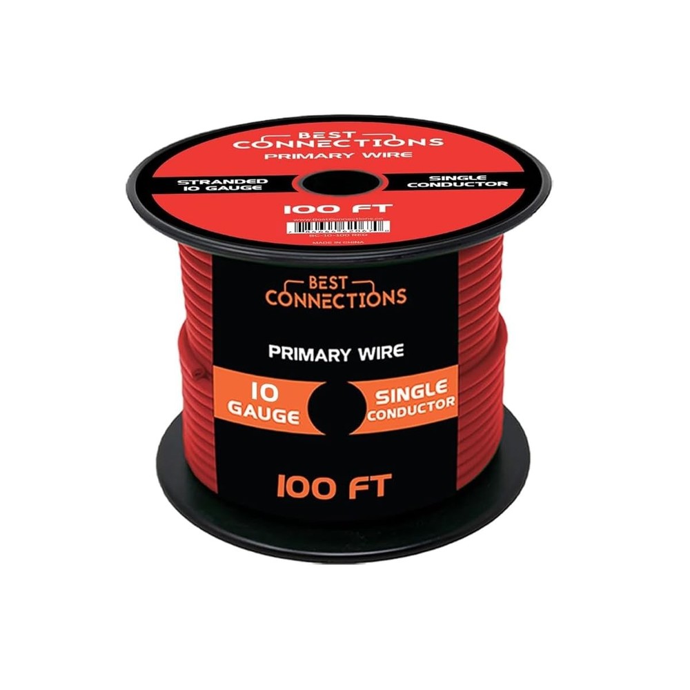 BEST CONNECTIONS 10 Gauge Automotive Primary Wire, 100ft (Various Color Options)