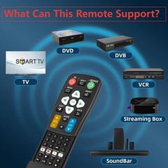 Big Button Universal Remote Control for Seniors, 2-Device Switching, 4-in-1