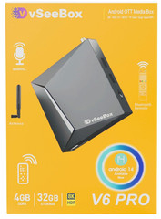 vSeeBox V6 Pro Smart TV Box Voice Remote with 4GB+32GB Dual-Band WiFi