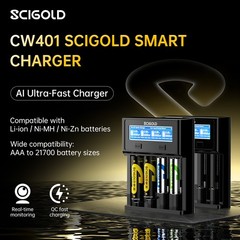 Smart Battery Charger 4A Fast Charging for Rechargeable Li-ion Ni-MH Ni-Zn