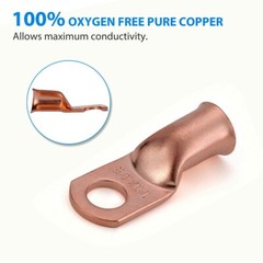 40 pcs 1/0 AWG Gauge Copper Lugs w/ BLACK & RED Heat Shrink Ring Terminals Set