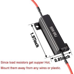 50W 6ohm Load Resistors for Fix LED Bulb Fast Hyper Flash Turn Si Color: Black