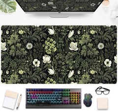 Dark Green Floral Plants XXL Gaming 31.5″ x 15.8″,