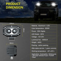 White 4″ LED Work Light Bar Spot Pods Fog Lamp Offroad Driving Truck SUV 4WD