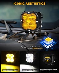 AUXBEAM 3″ LED Work Light Bar Cube Pods Driving Fog Ditch Lights + Covers Shield