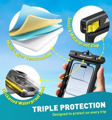 2 Pack IPX8 Waterproof Phone Pouches, fits phones up to 8.9 inches