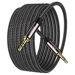 30 Ft Braided Aux Cable, 3.5mm Male to Male, Copper Shell, Hi-Fi Sound Stereo