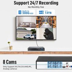 5MP High Definition 8 Channel 6-in-1 XVR DVR H.265+ Pre-Installed 500GB HDD