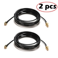 2PCS 10M RP-SMA Male To Female Wifi Antenna Connector Extension Cable Cord Black