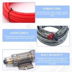 4 Gauge Amplifier Wiring Kit, 2000W Complete All-in-One Car Audio Amp…