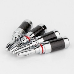 4x Banana Plug For Hifi Speaker Carbon Fiber Rhodium Plated Banana Connector NEW