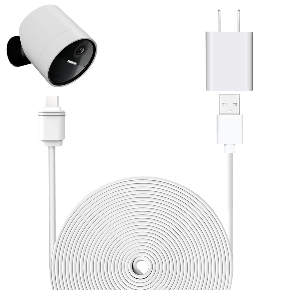 25ft Weatherproof Micro-USB Charging Cable for SimpliSafe Outdoor Cam