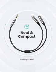 Headphone Splitter 3.5Mm Aux Splitter 2 Female to 1 Male Audio Y Stereo Dual Hea