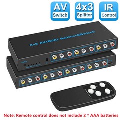 4 in 3 out AV Audio Video L/R Stereo Selector Box 4 Way RCA Switch Splitter Box