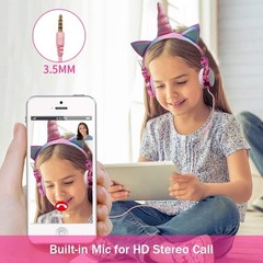 Cute Unicorn Girls Headphones – Adjustable Headband