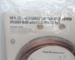 NEW Recoton 12 Gauge 40ft Oxygen Free Copper Speaker Wire w Gold Plated Pins NOS