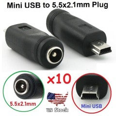 X10 DC Power Charger Adapter 5.5 x 2.1mm Female To Mini USB 5Pin Male Converter
