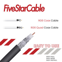 RG6 Cable COAXIAL 1000ft Bulk Coax DUAL / QUAD Outdoor 18AWG – BLACK WHITE