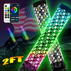 2x 1~3FT Thick LED Whip Spiral Chasing RGB Fat Whip Light For Can Am Polaris RZR