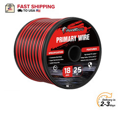 18 AWG 25FT Automotive Electrical Wire 2 Conductor Red Black Primary Speaker CCA