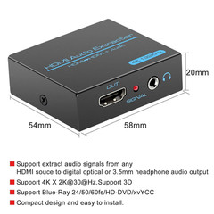 HDMI Audio Extractor Splitter 4K 3.5Mm Adapter Converter with AUX RCA L