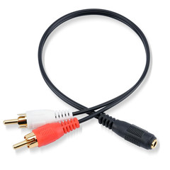 3.5Mm Female to 2 RCA Splitter Male Stereo Audio Y Cable (1Ft), Gold Plated Adap