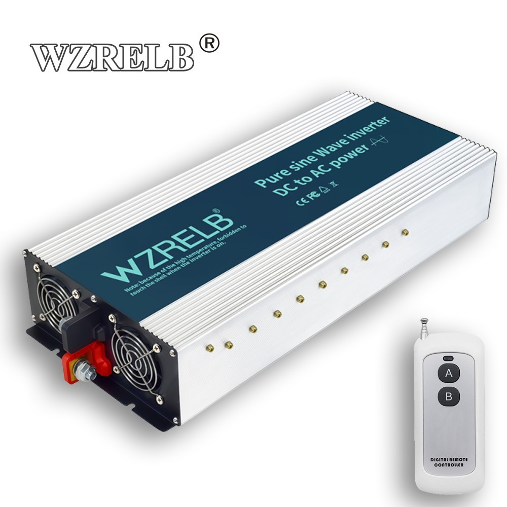 Pure Sine Wave Inverter 12V to 120V Power 5000W Home Solar System Camp RV Remote