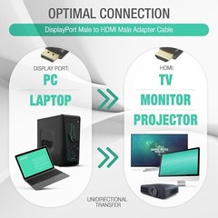 4K Display Port DP to HDMI Cable Adapter Converter 2160P 60Hz HDR UHD Dolby 6FT