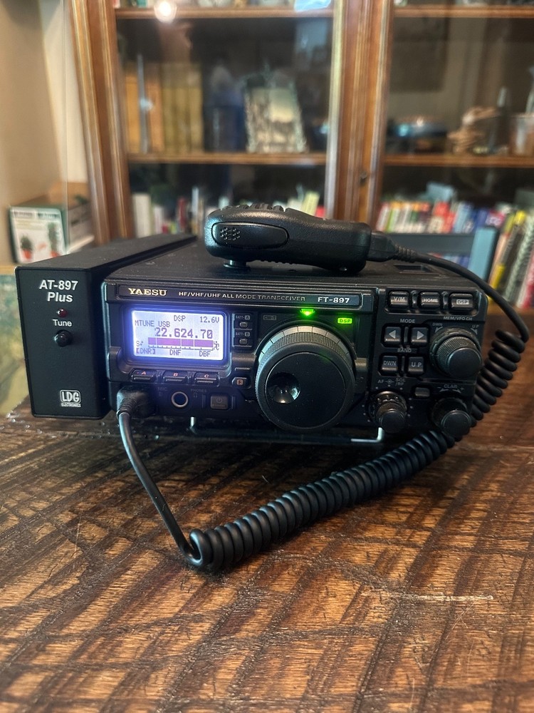Yaesu FT-897 Tri-Band HF/VHF/UHF Ham Transceiver w/ LDG AT897 Plus Antenna Tuner