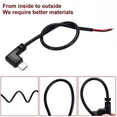 2 Pcs 0.25M/0.8Ft Right Angle Type C Male Plug Wire Cable 28AWG 12V 3A 4 Pin