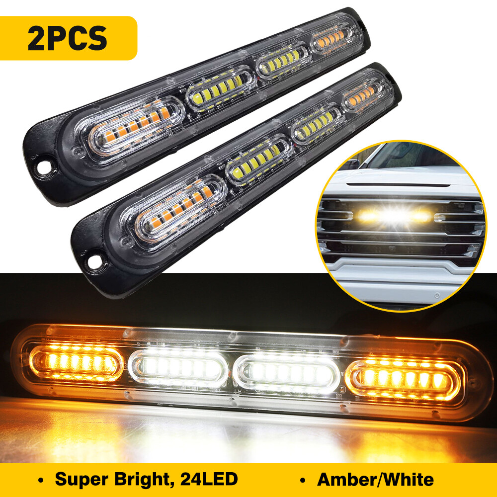 2pcs 24 LED Strobe Lights Emergency Flashing Warning Beacon Yellow Amber 12V EXV