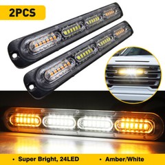 2pcs 24 LED Strobe Lights Emergency Flashing Warning Beacon Yellow Amber 12V EXV