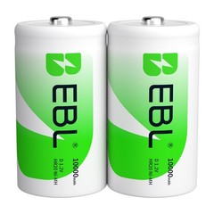EBL C D Size Batteries Rechargeable ，Optional LCD Charger for C &D cell Battery