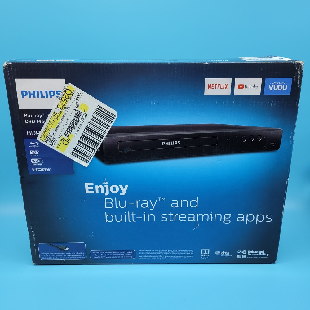 PHILIPS BDP2501 Blu-ray/DVD Player/Streaming Apps~HDMI Cable NOT Included~NEW!