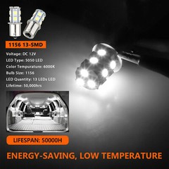 10 X Super White 1156 1141 13-SMD RV Camper Trailer LED Interior Light Bulbs 12V