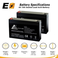 ExpertBattery 6V 7Ah SLA Battery Replacement for Toyo 3FM7 – 2 Pack