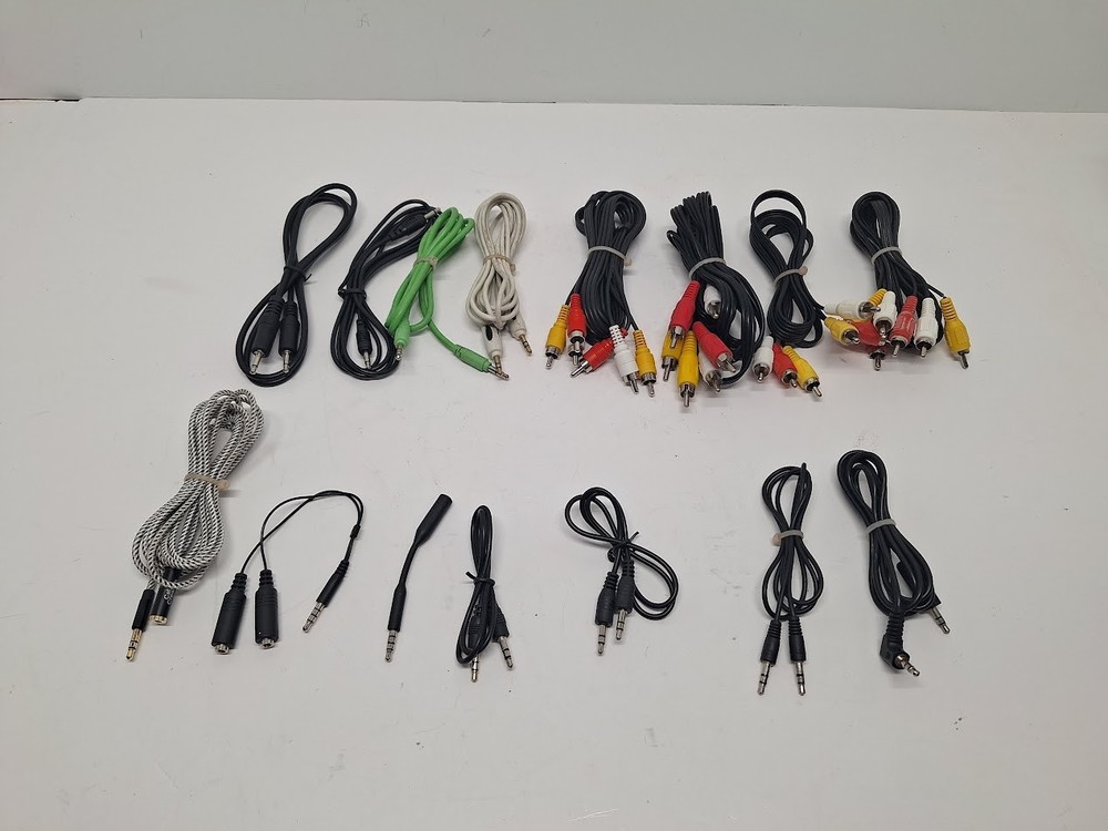 Mixed Lot 15 RCA Auxiliary Audio Video Cables 3.5mm Composite Various