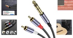 Durable 6.6FT Gold-Plated 1/4 TRS to RCA Y Splitter – Superior Sound Performance