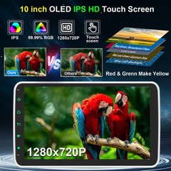 Android Auto Single 1 DIN 10.1″ Car Stereo GPS Radio Floating QLED Screen+Camera