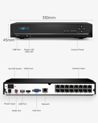 Reolink 16CH NVR Network Video Recorder for Security Camera System with 4TB HDD