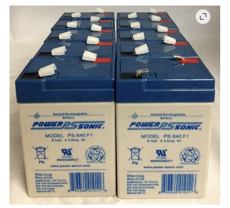 Power-Sonic PS-640 F1 6V 4.5Ah SLA Sealed Lead Acid Rechargeable battery x10