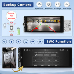 Single Din Car Stereo Wireless Apple CarPlay GPS 6.9 touchscreen Bluetooth Radio