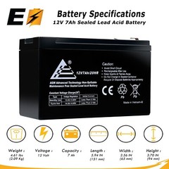 ExpB Replacement for 7Ah or 8Ah Leoch Peg Perego DJW12-8HD 12V-7AH/20HR Battery