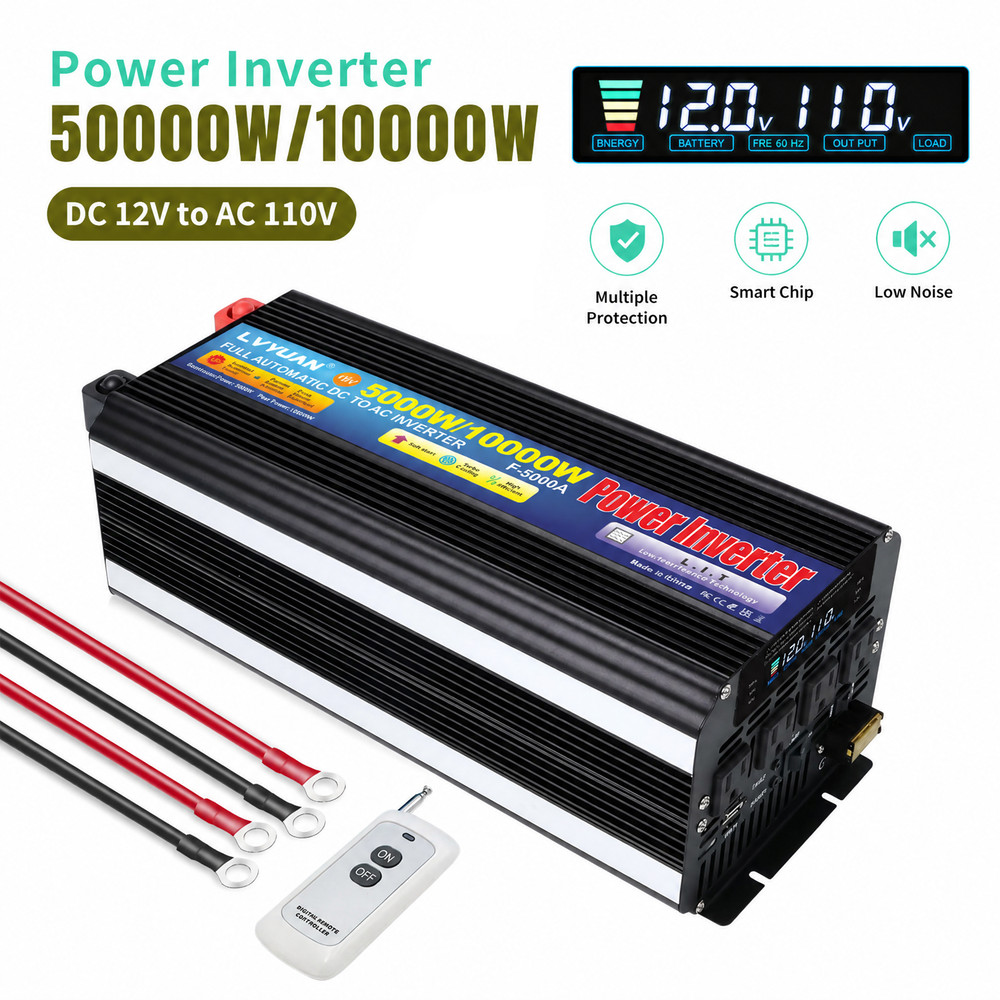 5000W 10000W Car Power Inverter DC 12V to 110V Converter with Remote Controller