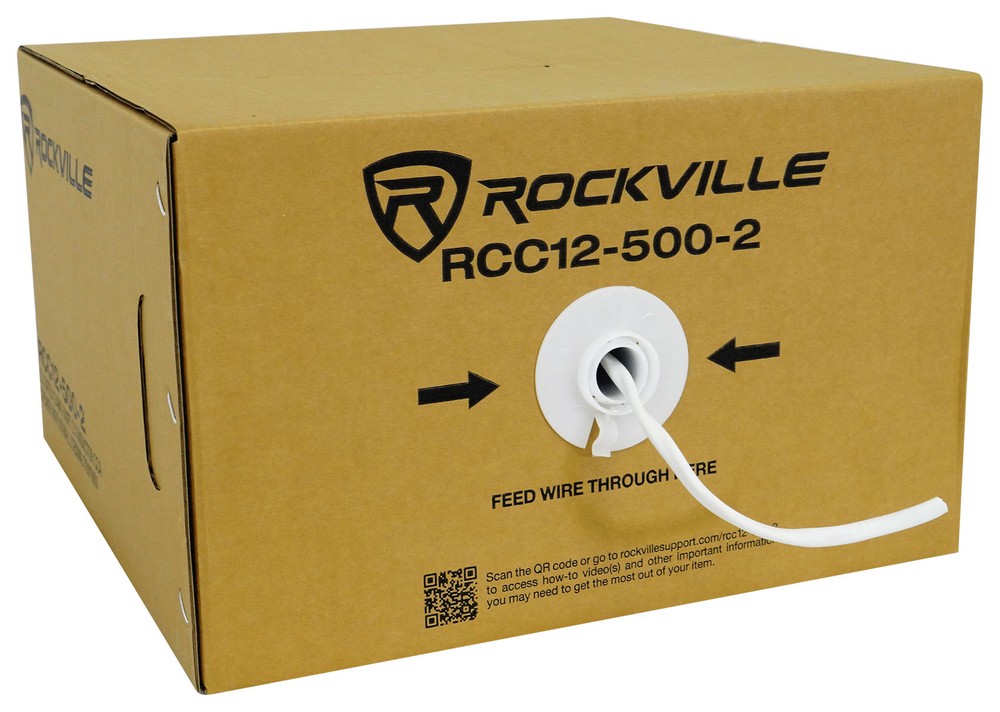 Rockville RCC12-500-2 CL2 Rated 12 AWG 500′ CCA Speaker Wire In Wall Ceiling 70V