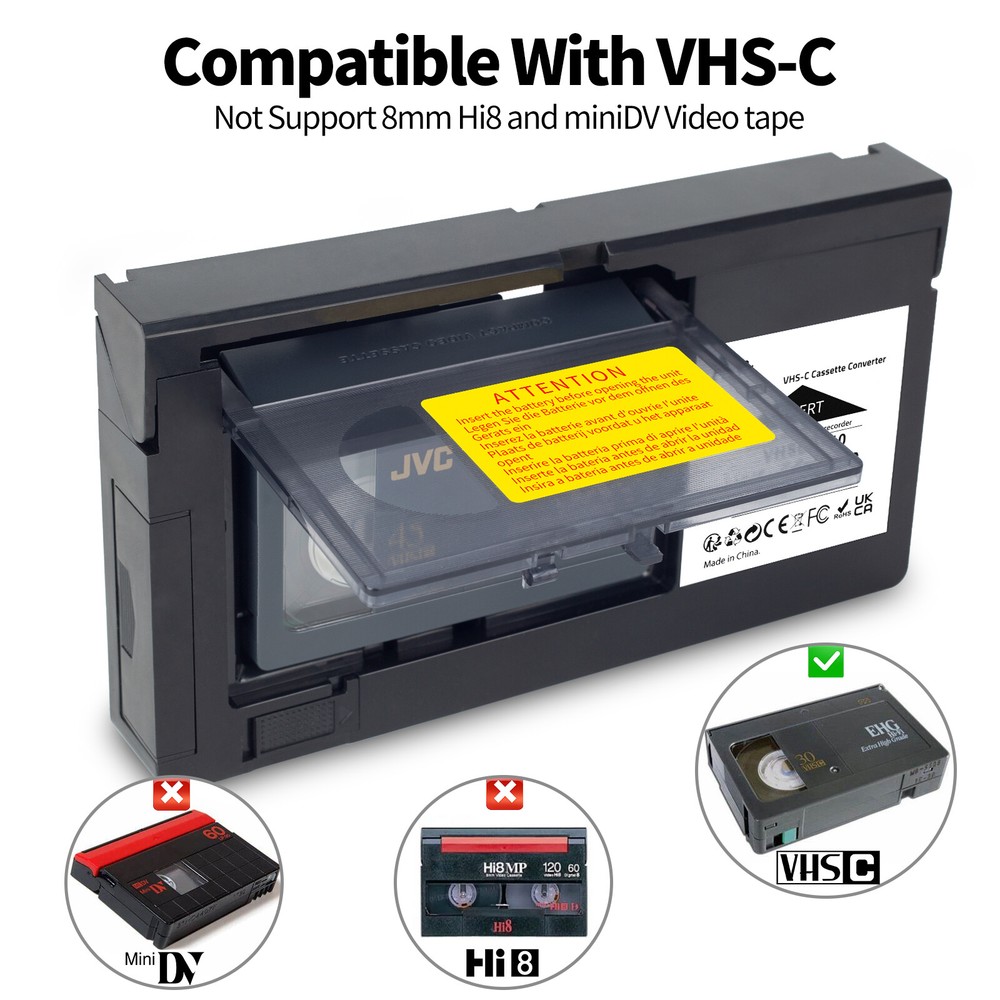 VHS-C TO VHS CONVERTER – LETS YOU PLAY OLD CAMCORDER TAPES THROUGH YOUR VIDEO