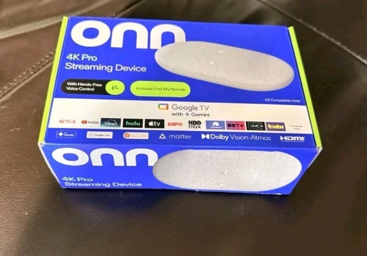 Onn 4K Pro Streaming Device 2026 Google TV Gemini UHD 3gb 32gb Ethernet Grey