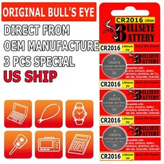 3 x Bull’s Eye CR 2016 CR2016 ECR2016 Lithium Coin Cell Button Battery Exp 2031