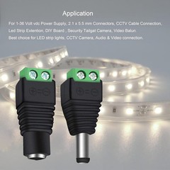 100 PCS X DC Male+Female Power Plug Adapter Connector 5.5×2.1mm For CCTV LOT